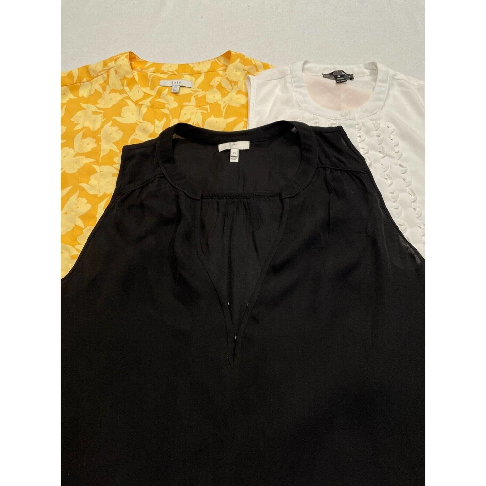 Lot of 3 Joie Aqua Womens Blouse Tank Tops Size XS Yellow Floral Black White